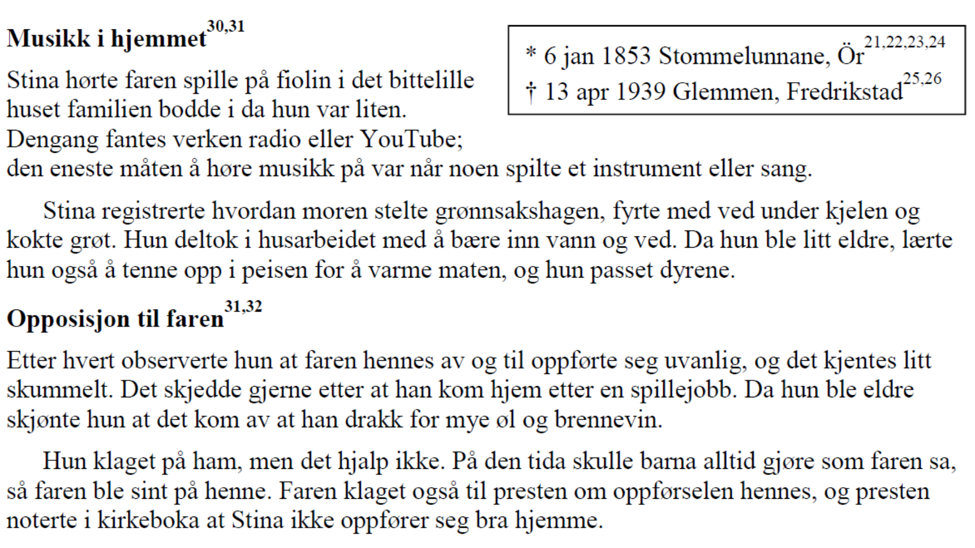 Stinas barndom og ungdom