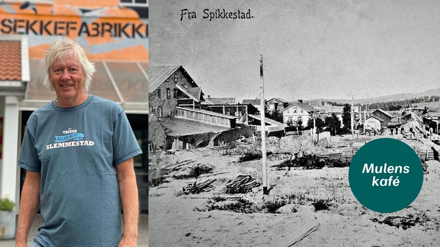 Rolf Karlsen og historisk bilde fra Spikkestad