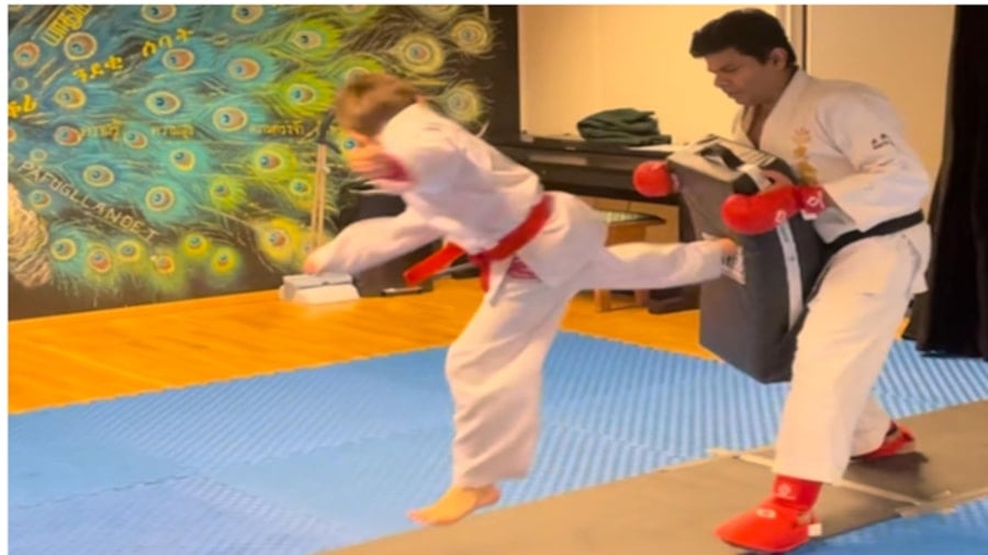 Karate kick training