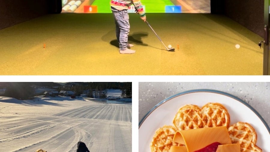 vaffel, golfsimulator og aking