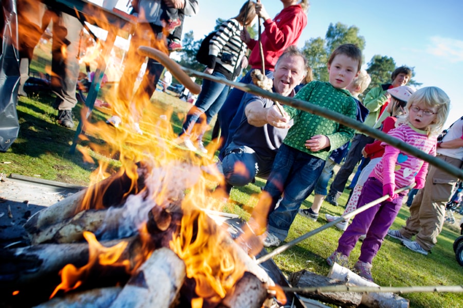 Bilde av et bål og barn som griller