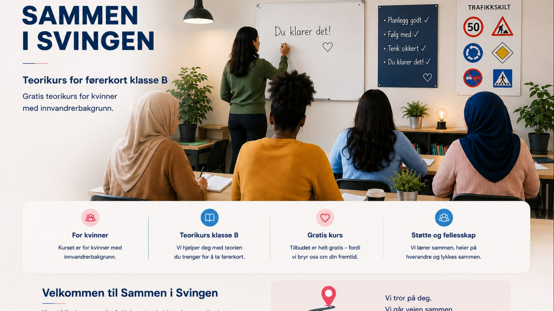 Illustrasjonsbilde av kvinner som lærer sammen på teorikurs.
