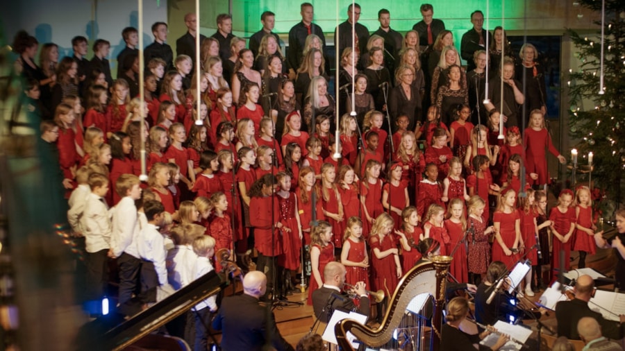 På julekonserten synger alle korgruppene sammen