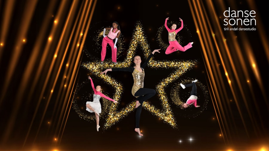 Dansere på en scene med gullstjerner