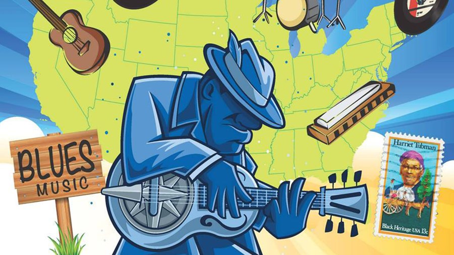 illustrasjon av bluesgitarist