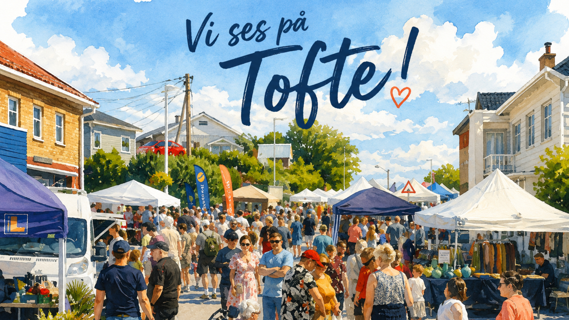 Tofte sentrum fullt av mennesker