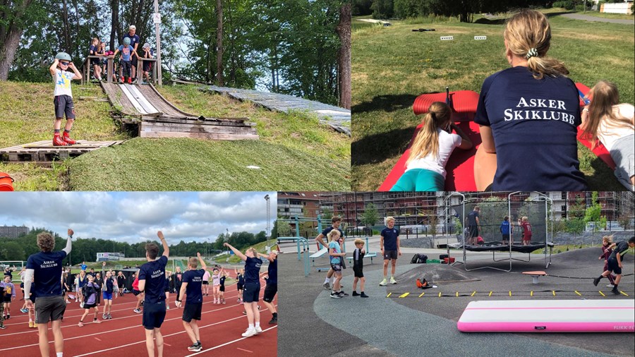 Skihopp, laserskiskyting, felles oppvarming og trampoline i aktivitetsparken